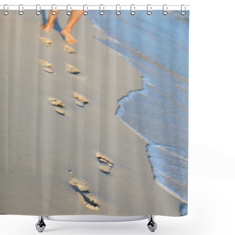 Personality  Footprints On Tropical Beach Shower Curtains