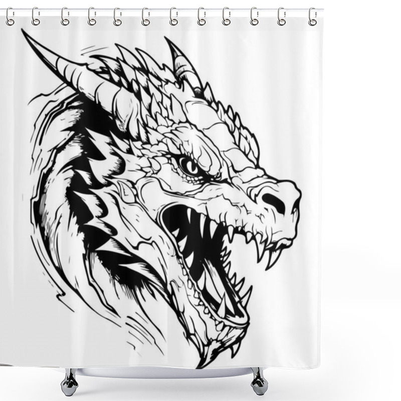 Personality  Hand Drawn Chineese Dragon Isolated On White Background. Vector Illustration Shower Curtains