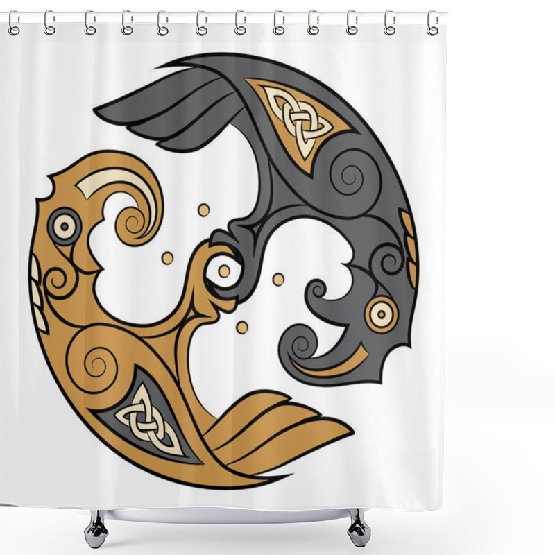 Personality  Two Ravens Of The God Odin In Scandinavian Style. Huginn And Muninn Shower Curtains