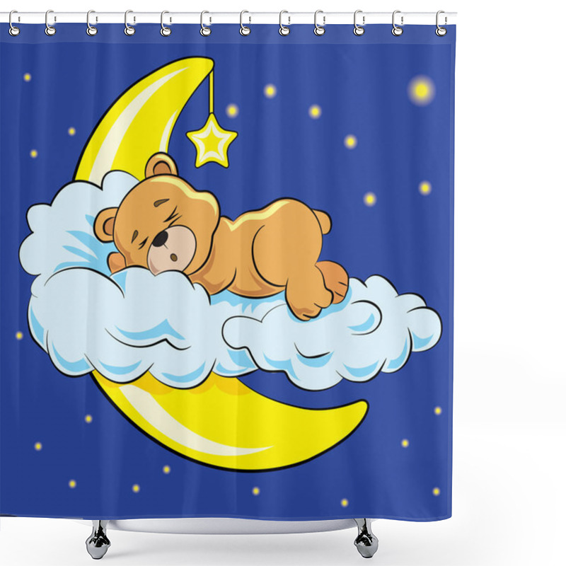 Personality  Bear Sleeping On Moon Shower Curtains