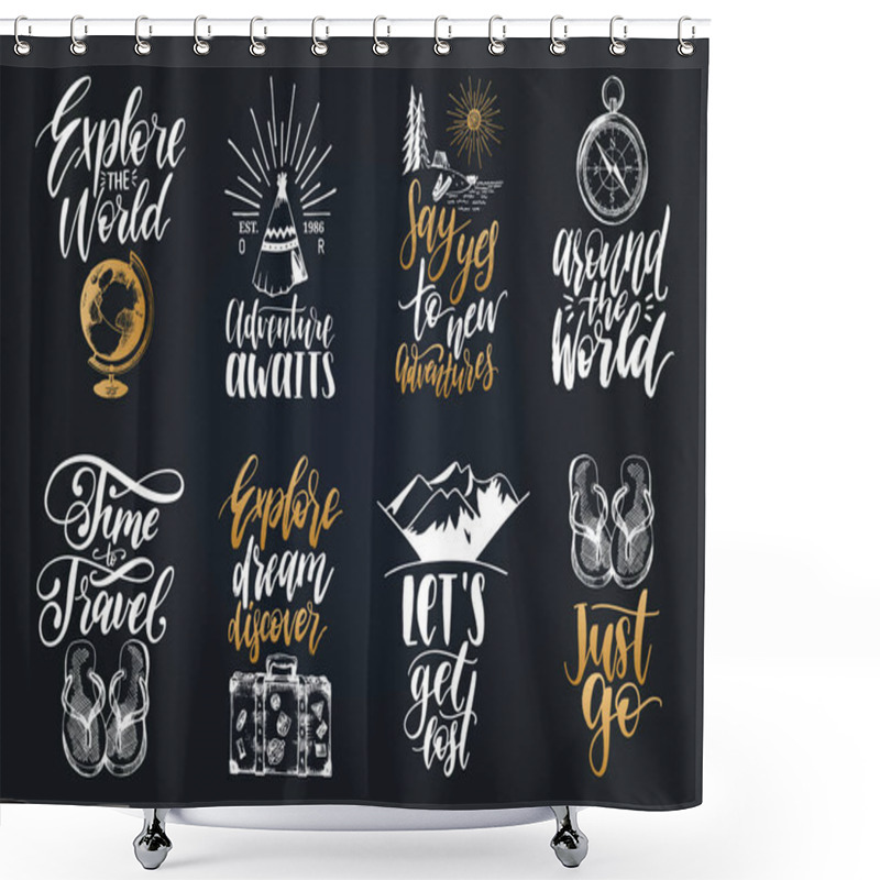 Personality  Letterings With Phrases About Traveling  Shower Curtains