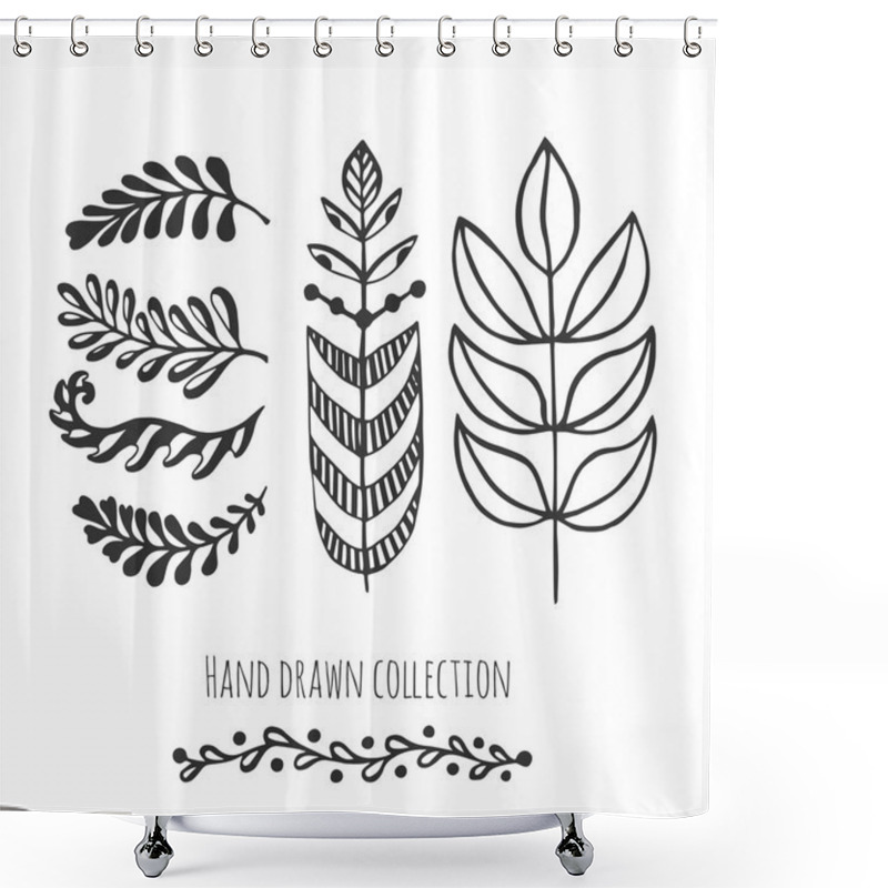 Personality  Ethnic Collection With Stylized Doodle Leaves. Shower Curtains