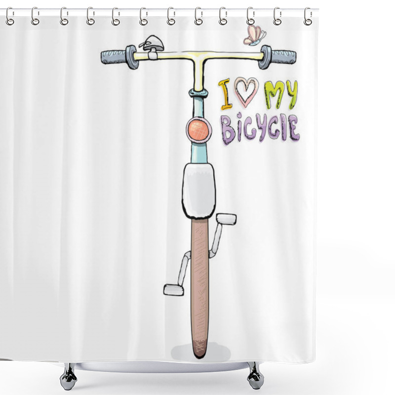 Personality  I Love My Bicycle Concept Design. Hand Drawn  Shower Curtains