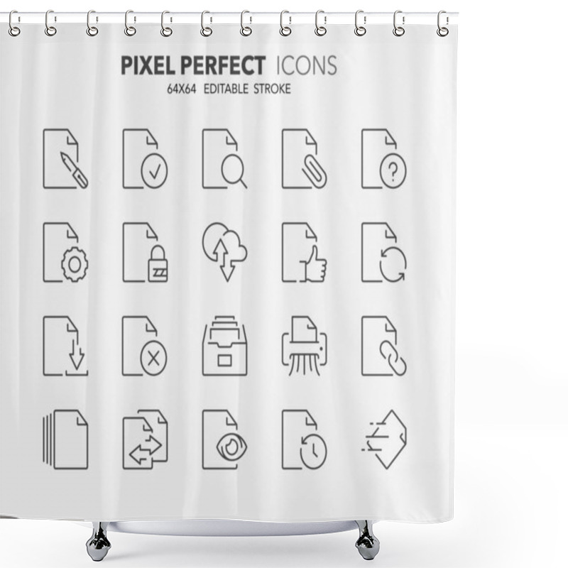 Personality  Thin Line Icons Set Of File. Outline Symbol Collection. Editable Vector Stroke. 64x64 Pixel Perfect. Shower Curtains