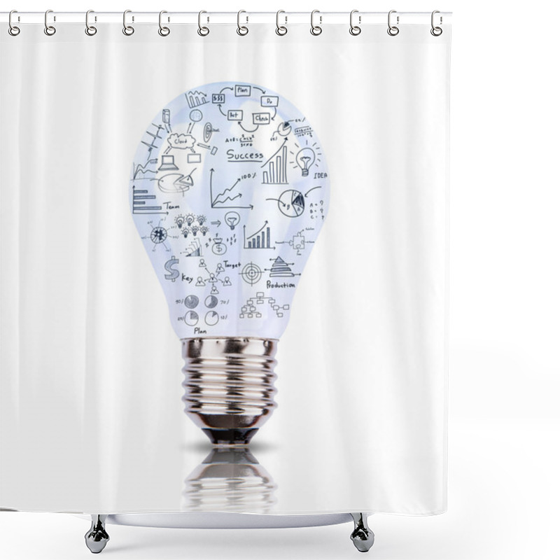 Personality  Light Bulb With Drawing Graph Inside Isolated On White Backgroun Shower Curtains