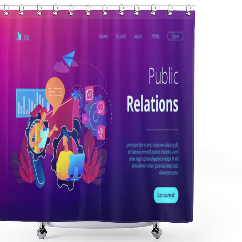 Personality  Public Relations Concept Landing Page. Shower Curtains