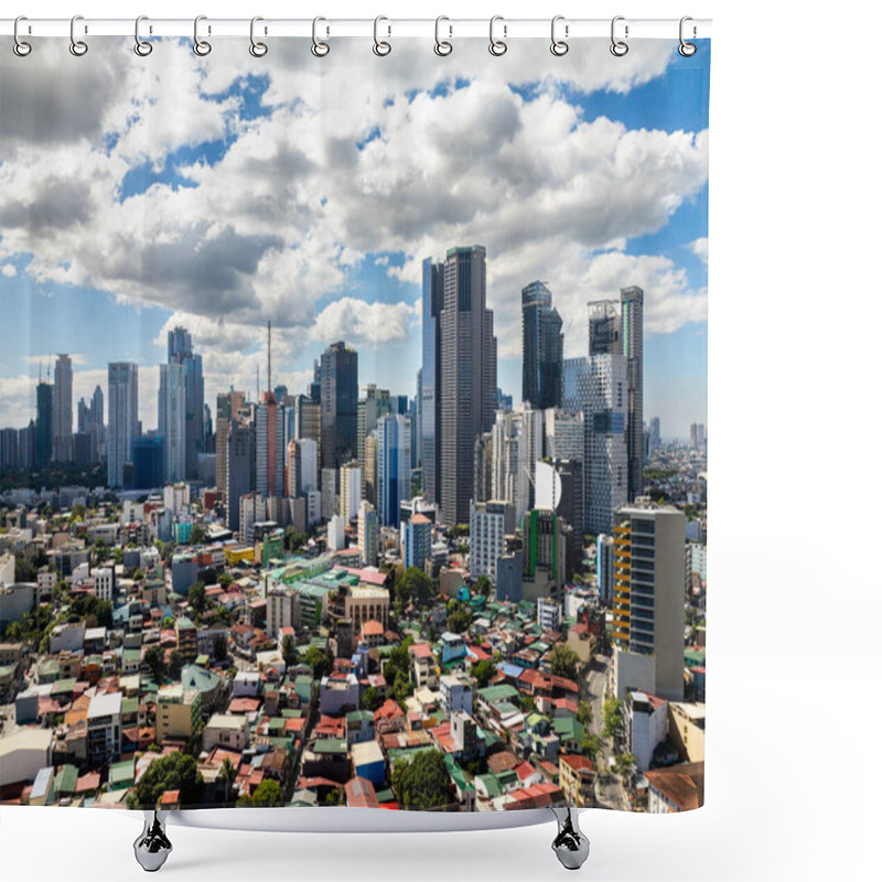 Personality  Metro Manila, Aerial View Of Buildings In Makati City. Philippines. Shower Curtains