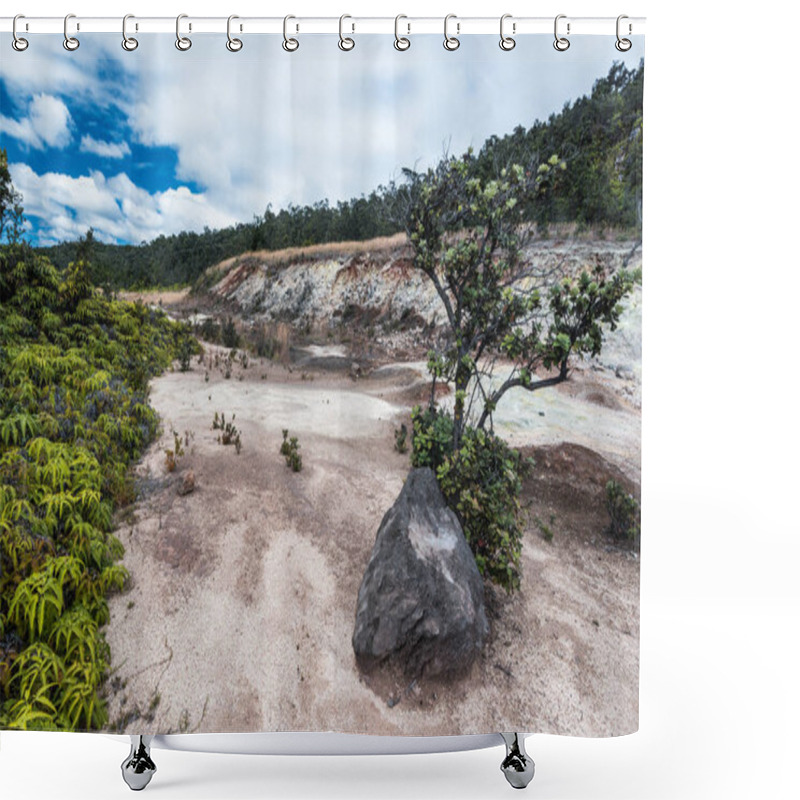 Personality  Sulphur Banks Trail In Hawaii Volcanoes National Park In Hawaii, United States Shower Curtains