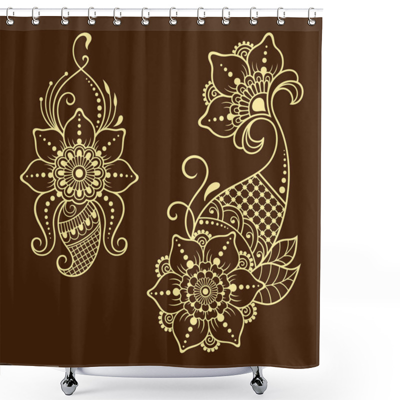 Personality  Henna Tattoo Flower Template In Indian Style. Ethnic Floral Paisley - Lotus. Mehndi Style. Ornamental Pattern In The Oriental Style. Shower Curtains