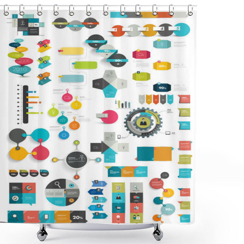 Personality  Collections Of Info Graphics Flat Design Diagrams. Shower Curtains