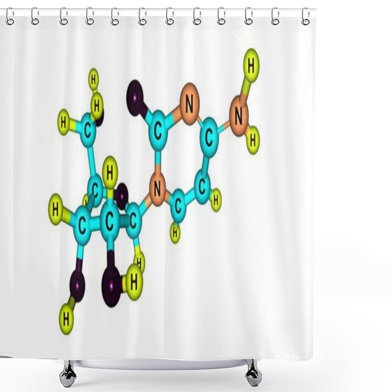 Personality  Cytidine Molecular Structure Isolated On White Background Shower Curtains