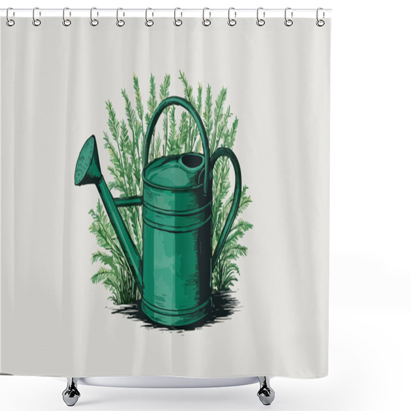 Personality  Drawing Of Watering Can Illustration Shower Curtains