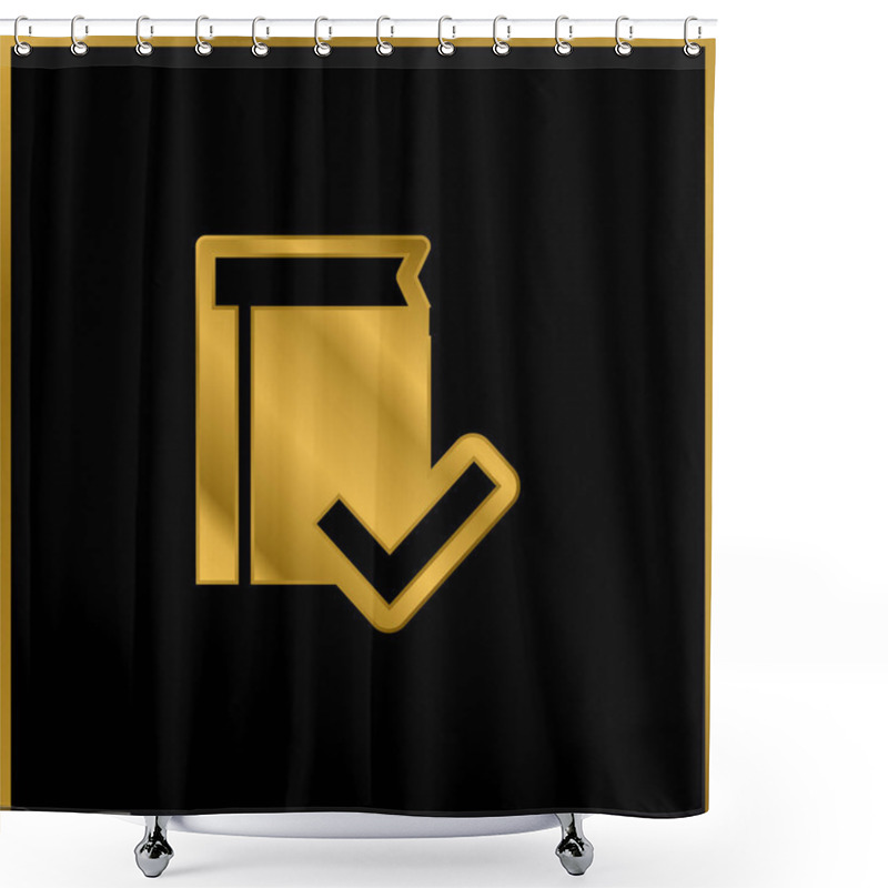 Personality  Book Verification Interface Symbol Gold Plated Metalic Icon Or Logo Vector Shower Curtains