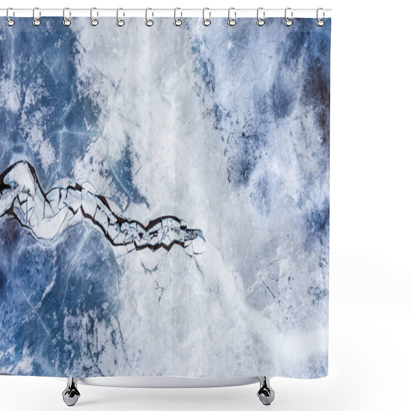 Personality  Top View Of Frozen And Cold Arctic Landscape. Blue Ice And White Snow Shower Curtains