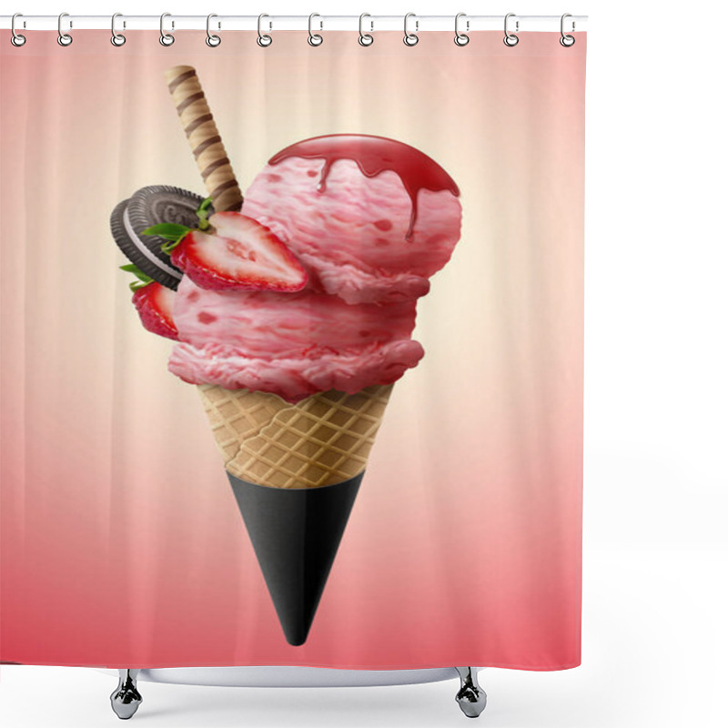 Personality  Strawberry Ice Cream Cone Shower Curtains