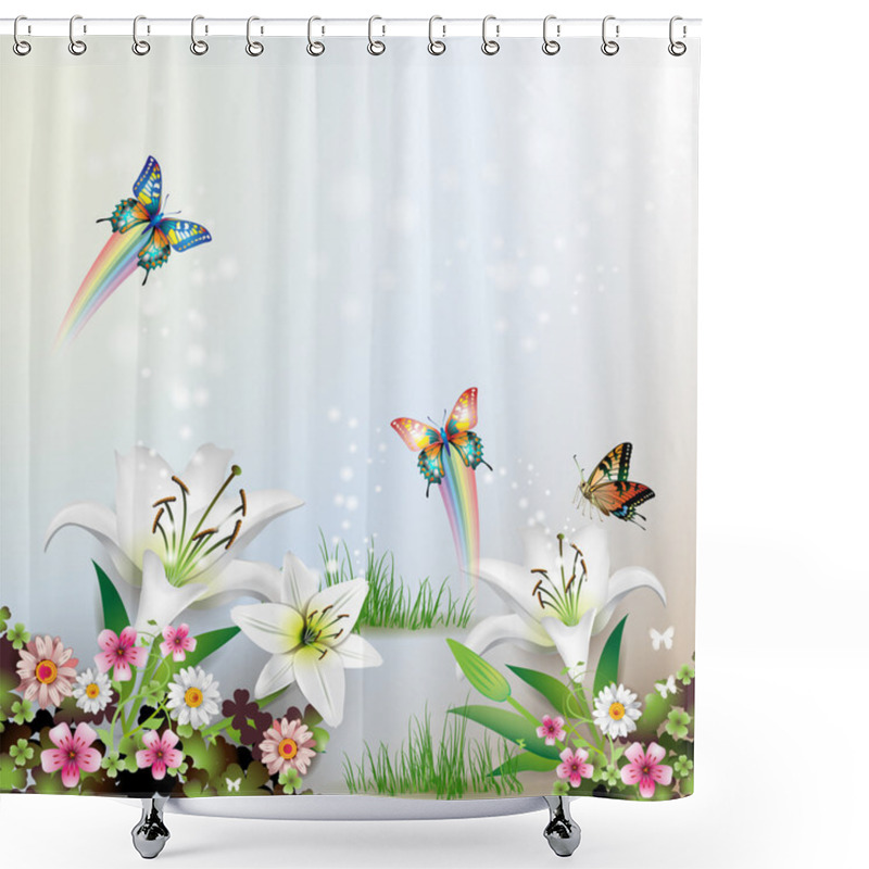 Personality  Flowers In The Grass Shower Curtains