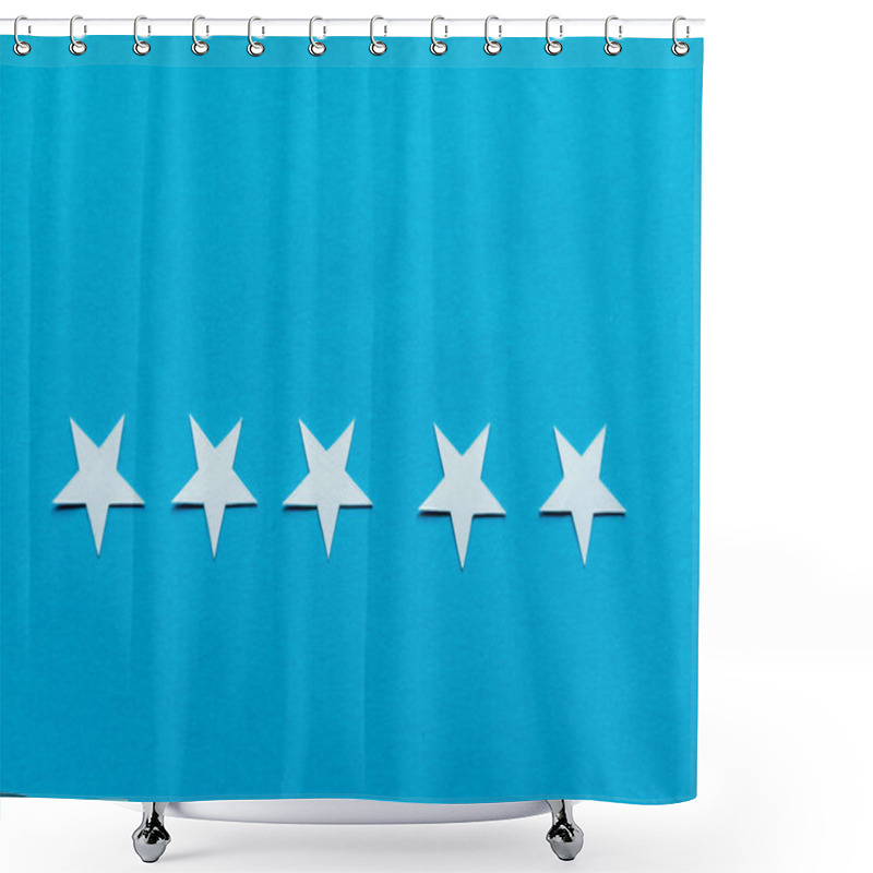 Personality  Top View Of White Stars Isolated On Blue  Shower Curtains