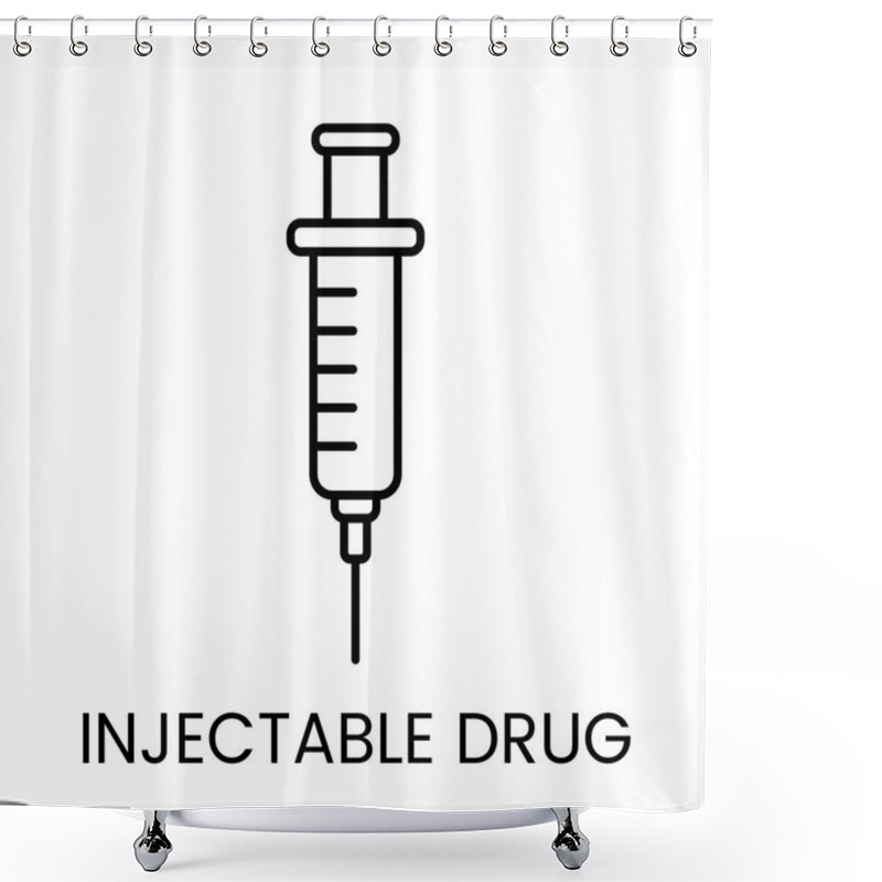 Personality  A Syringe Icon In Vector, Representing Injectable Drugs Or Vaccinations, With An Editable Stroke. Shower Curtains