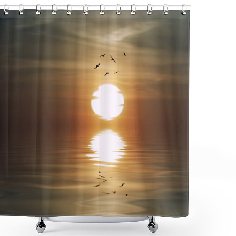 Personality  Beautiful Landscape With Birds Shower Curtains