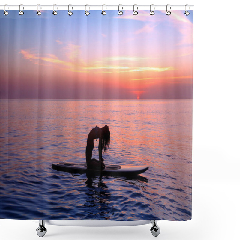 Personality  Woman Trainings On The Beach Shower Curtains