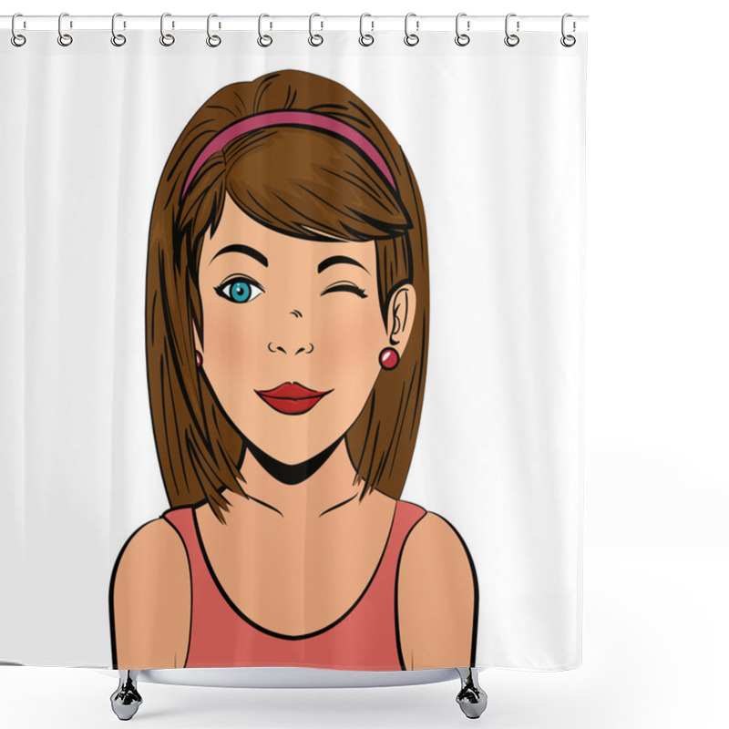 Personality  Woman Retro Girl Shower Curtains