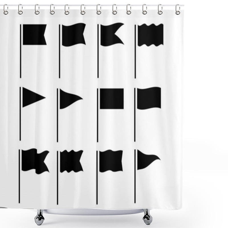 Personality  Various Fluttering Flag Illustration Set Shower Curtains