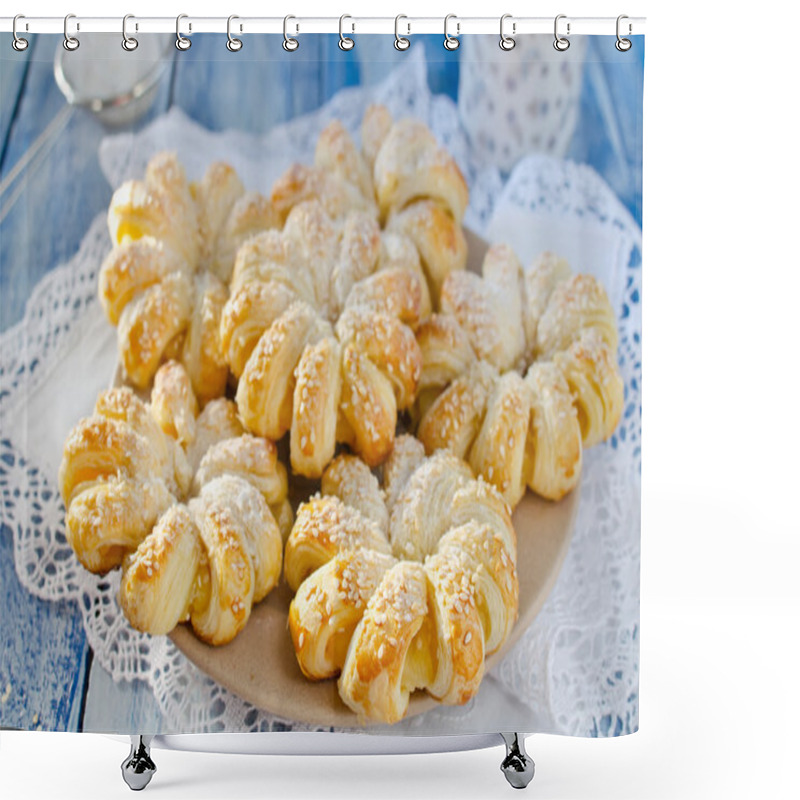 Personality  Baked Puff Pastry Rings Of Pineapple Shower Curtains