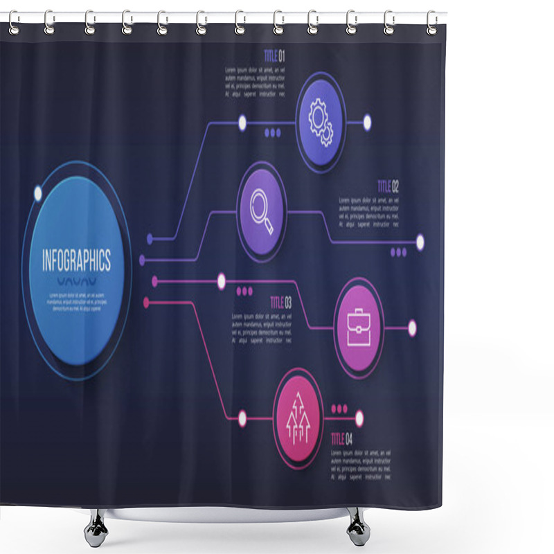 Personality  Vector 4 Options Infographic Design, Structure Chart, Presentati Shower Curtains