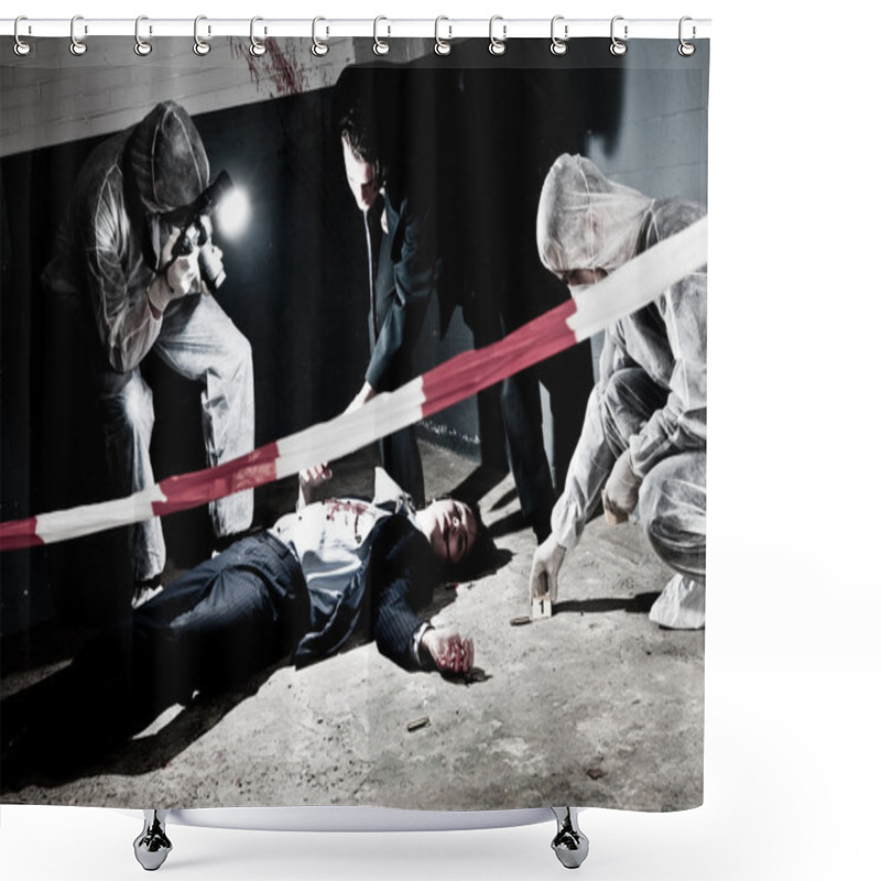 Personality  Murder Scene Shower Curtains