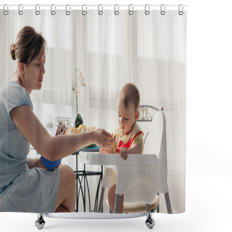 Personality  Mother Feeding Baby Boy Shower Curtains