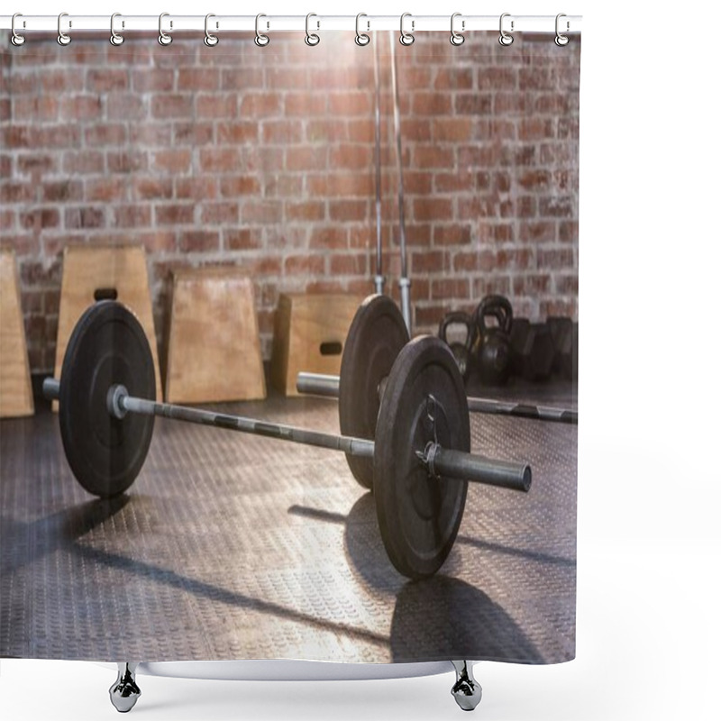 Personality  Fitness Concept With Dumbbells Shower Curtains