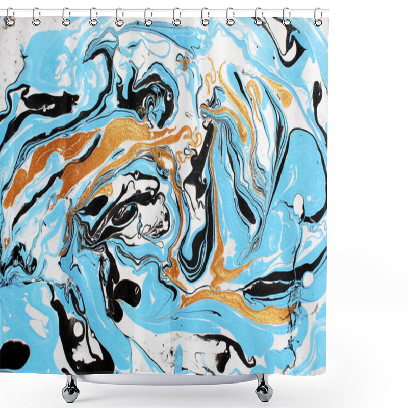 Personality  Marble Blue And Black Texture. Shower Curtains