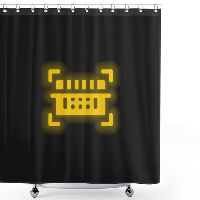 Personality  Barcode Scanner Yellow Glowing Neon Icon Shower Curtains