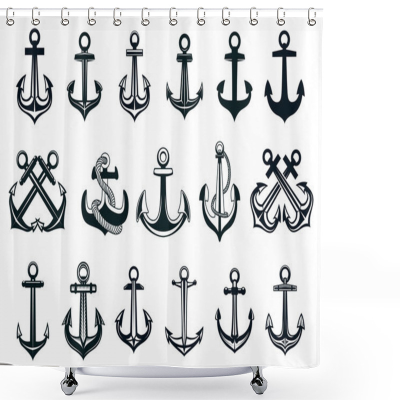 Personality  Heraldic Set Of Ships Anchor Icons Shower Curtains