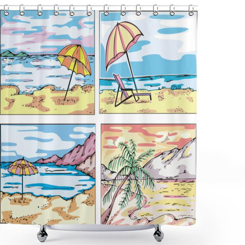 Personality  Beach Sketches Shower Curtains