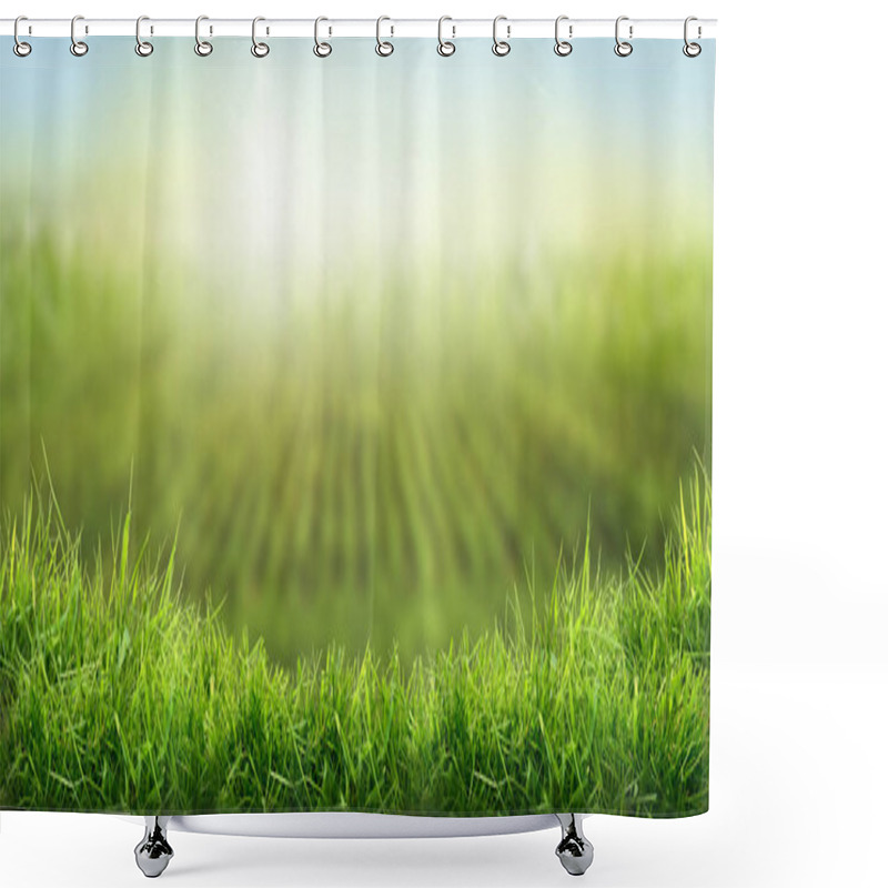 Personality  Lush Spring Green Grass Background Crops Growing On Farmland In  Shower Curtains