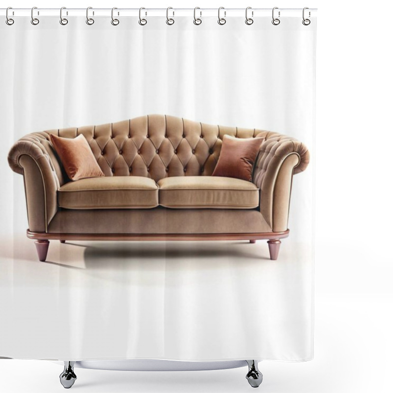 Personality  Luxury Leather Sofa In A Modern Interior. 3 D Render Shower Curtains