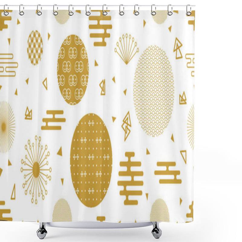 Personality  Abstract Background With Japanese Art Motifs. Shower Curtains