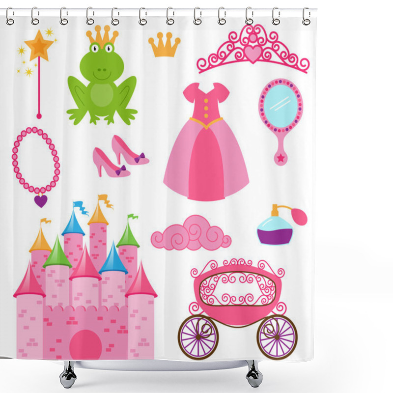 Personality  EPS10 Vector Set Of Princess And Fairy Items Shower Curtains