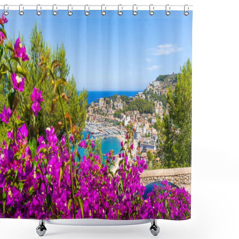 Personality  Port De Soller: A Stunning Snapshot Where The UNESCO-protected Tramuntana Mountains Meet The Tranquil, Azure Waters Of Mallorca's West Coast. Shower Curtains