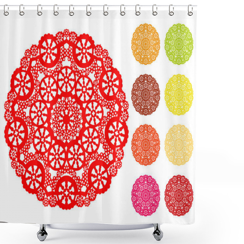 Personality  Lace Doily Place Mats, Snowflake Design Pattern, Brights  Shower Curtains