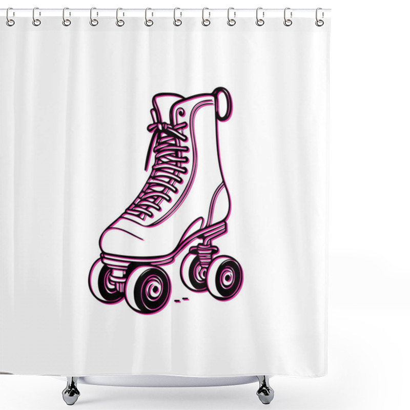 Personality  Roller Skate Illustration. Concept Of Retro Sport, Fun, And Leisure. Shower Curtains