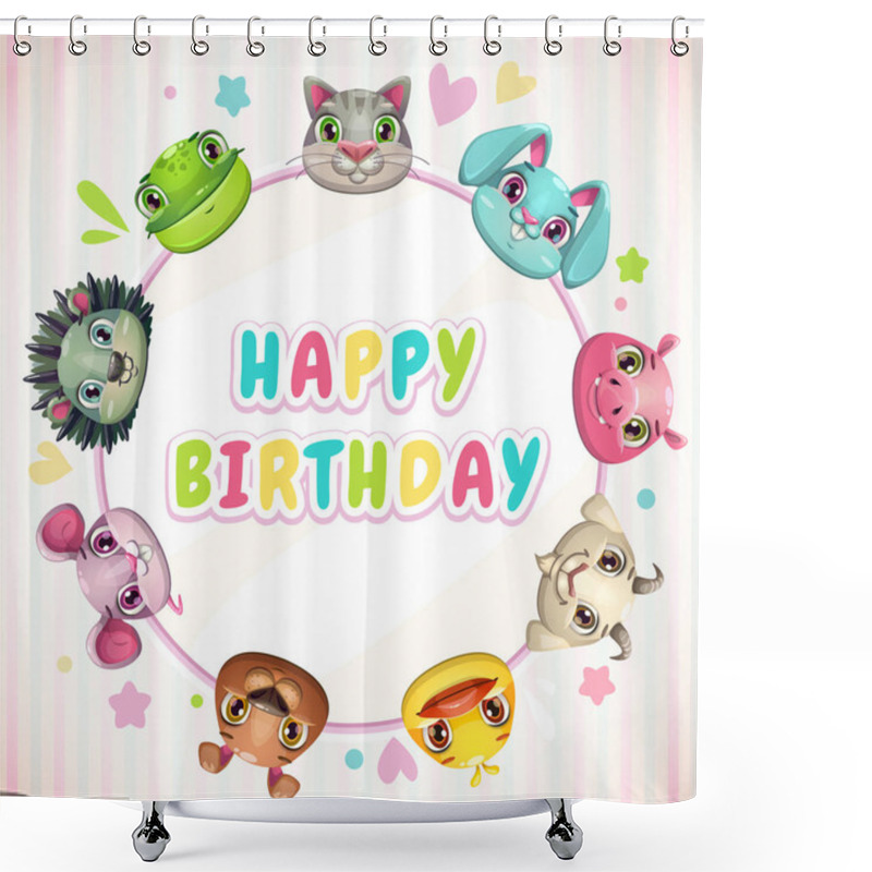 Personality  Cute Childish Birthday Card Template Shower Curtains