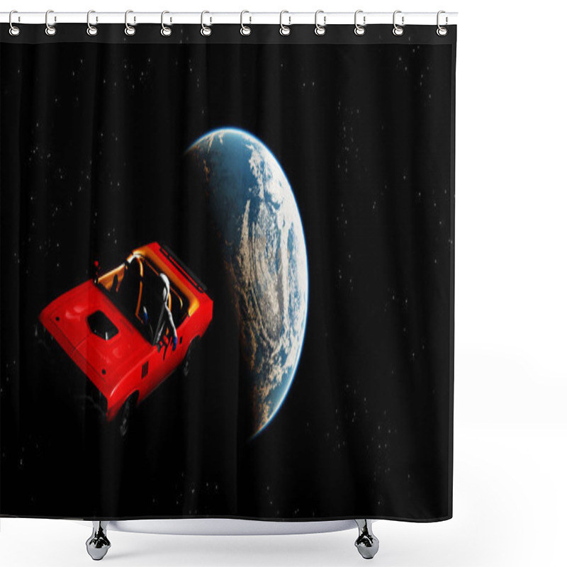 Personality  The Car Image In Space 3D Illustration Shower Curtains