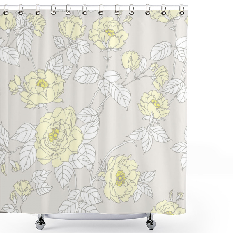 Personality  Seamless Pattern With Flowers Roses Shower Curtains