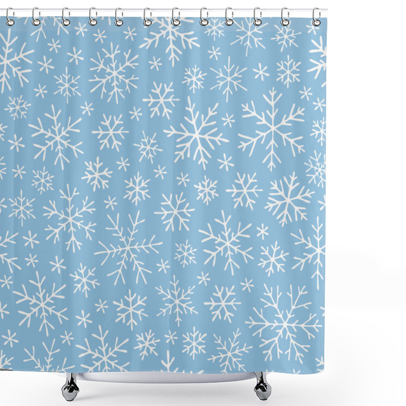 Personality  Christmas Seamless Doodle Pattern With Snowflakes Shower Curtains