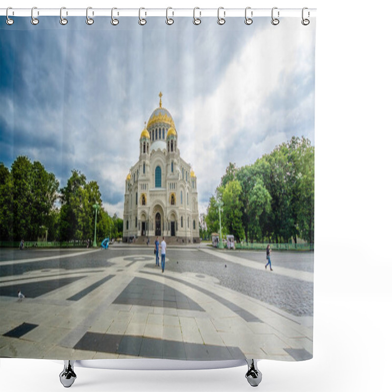 Personality  St. Petersburg Kronshtadt Russia June 19 2018. Naval St. Nicholas Cathedral In Kronstadt. Shower Curtains