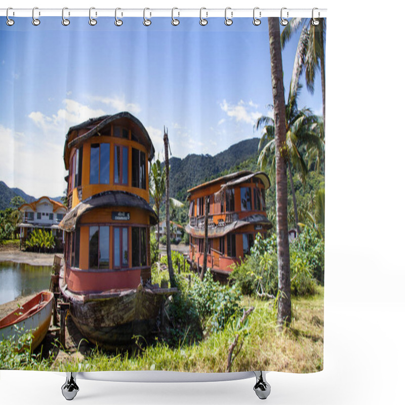 Personality  Abandoned Boat Chalet, Ghost Ship In Grand Lagoona, Koh Chang, Trat, Thailand Shower Curtains