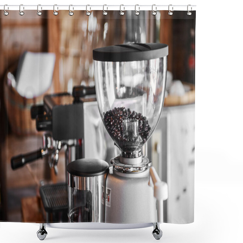 Personality  Coffee Maker In Coffee Shop Shower Curtains