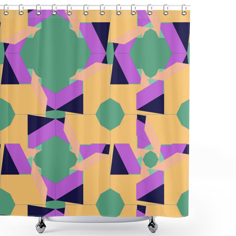 Personality  Geometric 3d Shapes Seamless Pattern. Modern Geometric Texture Design. Vector Illustration.  Shower Curtains